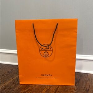 Hermes Orange Brown Large Paper Empty Shopping Gift Bag